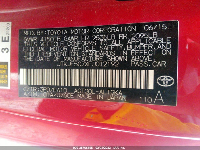 2015 Scion TC, VIN: JTKJF5C7XFJ012192