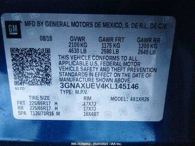 Chevrolet EQUINOX LT 2019 3GNAXUEV4KL145146 Image 9