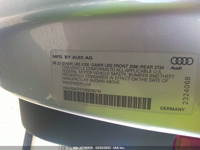 2022 Audi A5, VIN: WAUWAGF51NN008294