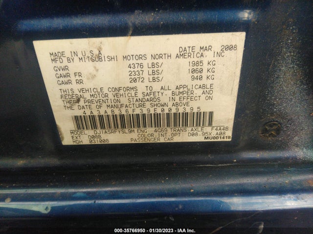 4A3AB36F39E009395 Mitsubishi Galant Es/sport