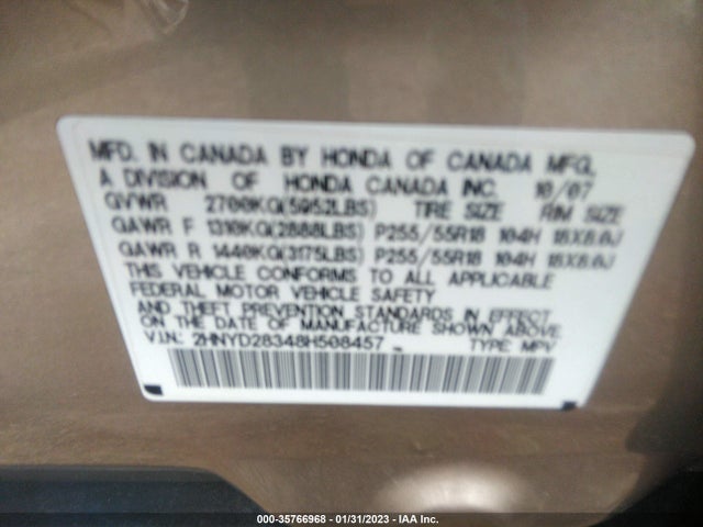 Acura Mdx Tech Pkg 2008 2HNYD28348H508457 Image 10