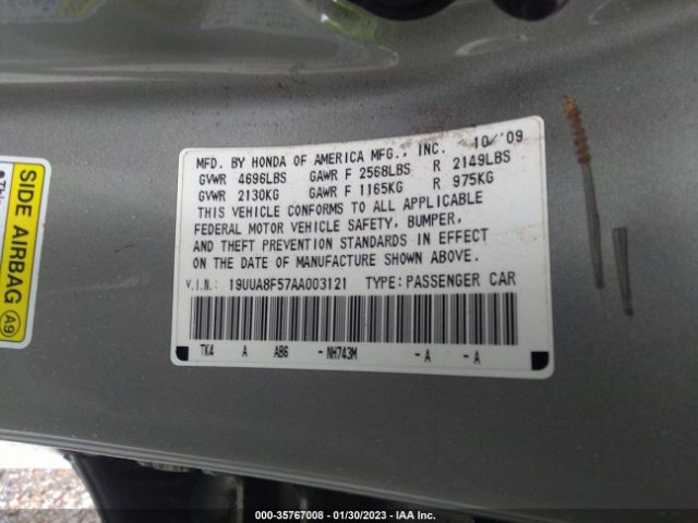 19UUA8F57AA003121 Acura TL TECH