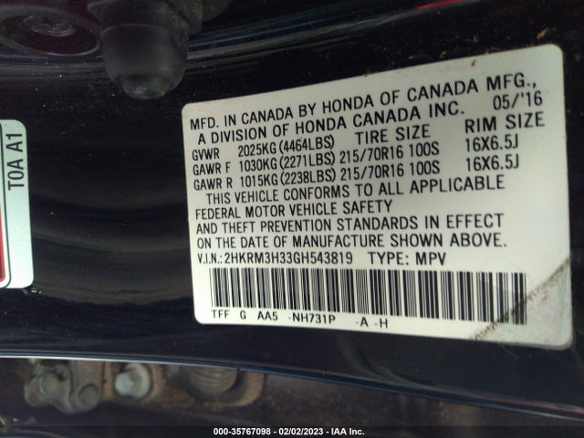 Honda CR-V LX 2016 2HKRM3H33GH543819 Image 9