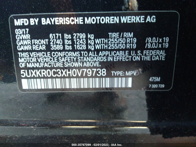 2017 BMW X5, VIN: 5UXKR0C3XH0V79738