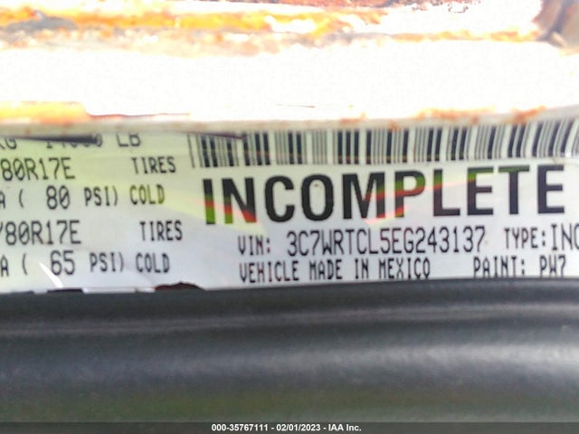2014 RAM 3500 SLT VIN: 3C7WRTCL5EG243137
