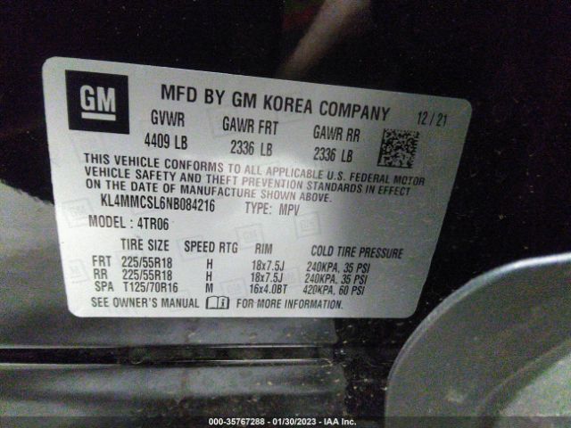 KL4MMCSL6NB084216 Buick Encore Gx Preferred