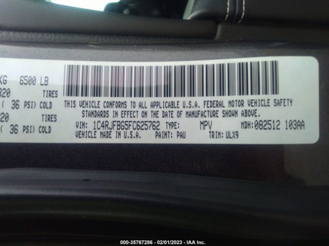 1C4RJFBG5FC625762 Jeep Grand Cherokee Limited