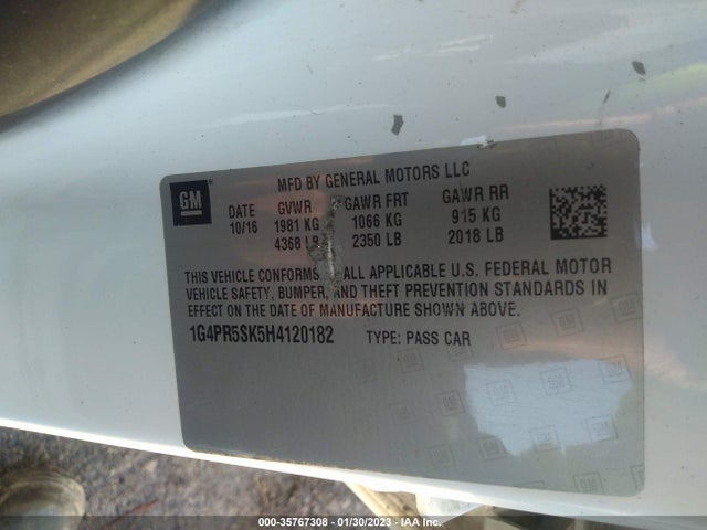 2017 Buick Verano, VIN: 1G4PR5SK5H4120182