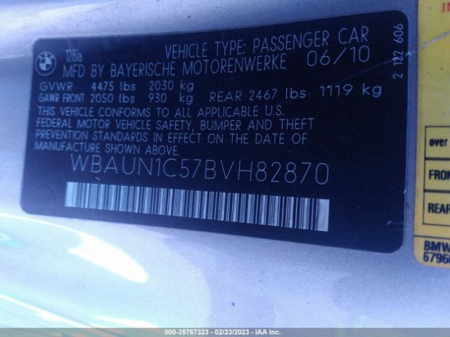 WBAUN1C57BVH82870 BMW 1 Series 128i