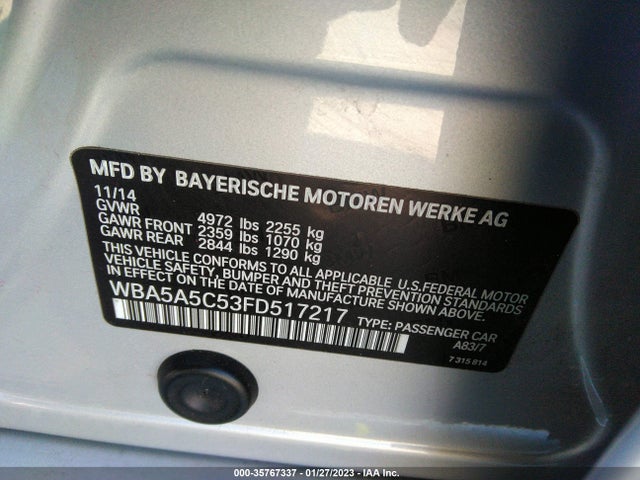 BMW 5 Series 528i 2015 WBA5A5C53FD517217 Image 9