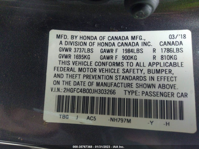 Honda Civic Coupe Lx-p 2018 2HGFC4B00JH303266 Image 9