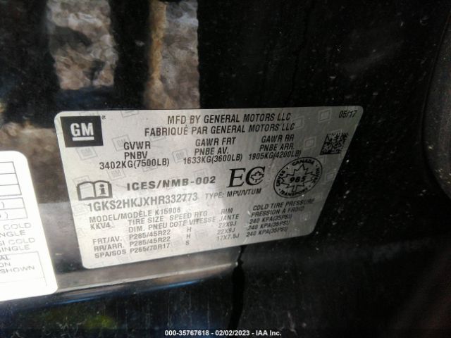 1GKS2HKJXHR332773 GMC YUKON XL DENALI
