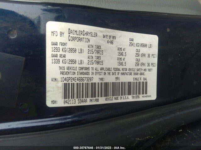 Dodge Grand Caravan Se 2006 1D4GP24E46B673207 Image 10