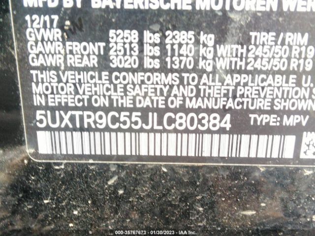 5UXTR9C55JLC80384 BMW X3 Xdrive30i