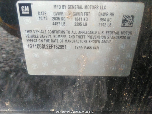 Chevrolet MALIBU LT 2014 1G11C5SL2EF132951 Image 9