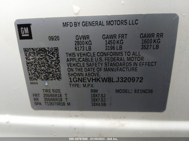 2020 Chevrolet Traverse, VIN: 1GNEVHKW8LJ320972