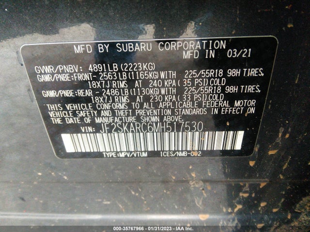 JF2SKARC6MH517530 Subaru Forester Sport