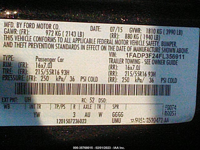 Ford FOCUS SE 2015 1FADP3F24FL356911 Image 9
