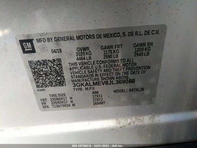 3GKALMEV8JL369088 GMC Terrain Sle