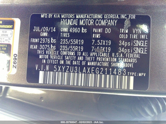 Hyundai SANTA FE SPORT 2014 5XYZU3LAXEG211483 Image 9