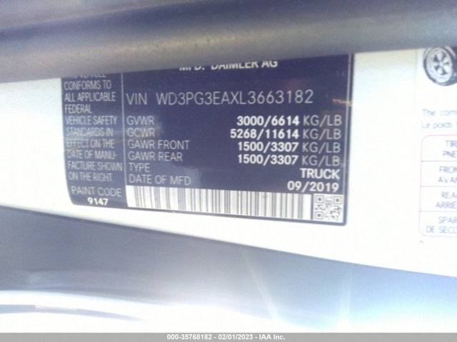 2020 Mercedes-Benz Metris, VIN: WD3PG3EAXL3663182