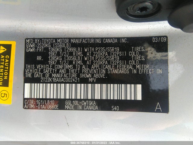 Lexus RX 350 2010 2T2ZK1BAXAC002421 Image 10