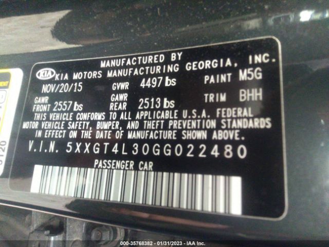 5XXGT4L30GG022480 KIA Optima Lx