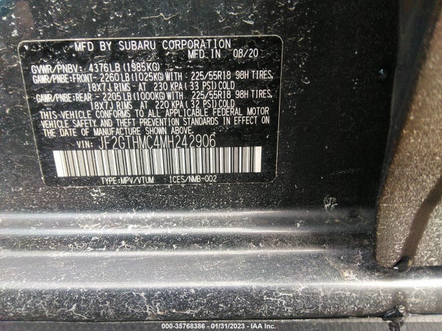 2021 Subaru Crosstrek, VIN: JF2GTHMC4MH242906