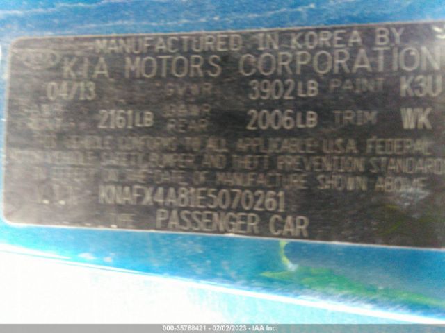 KNAFX4A81E5070261 KIA FORTE EX