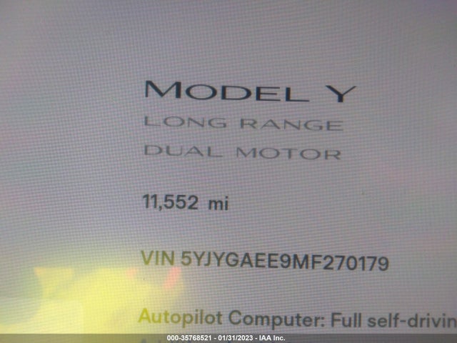 2021 Tesla Model Y, VIN: 5YJYGAEE9MF270179