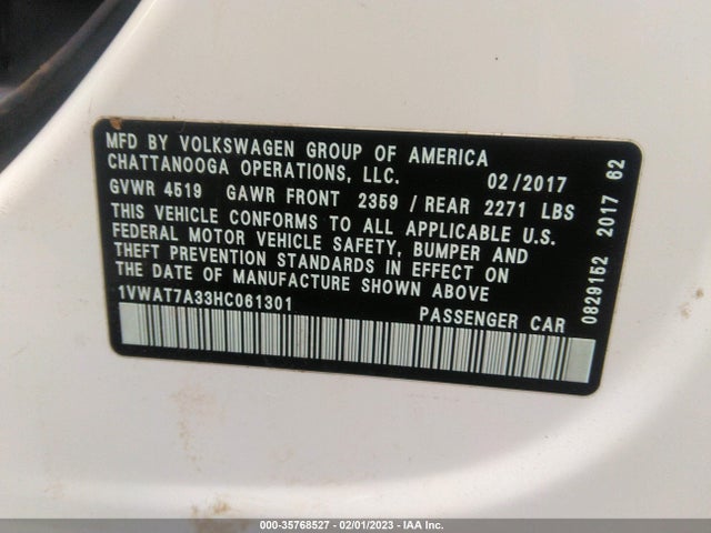 Volkswagen Passat 1.8t S 2017 1VWAT7A33HC061301 Image 11