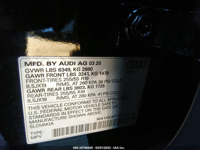 2020 Audi Q7, VIN: WA1AXAF71LD007203