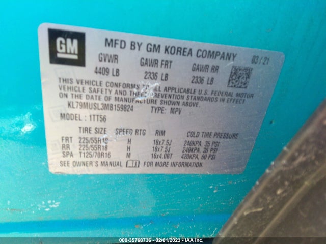 Chevrolet Trailblazer Rs 2021 KL79MUSL3MB159824 Image 10