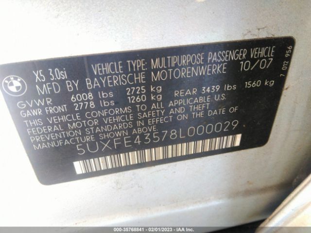 5UXFE43578L000029 BMW X5 3.0SI