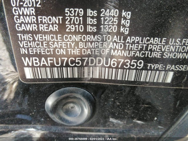 2013 BMW 5 SERIES 535I XDRIVE VIN: WBAFU7C57DDU67359