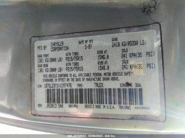 Dodge Dakota 1997 1B7GL23Y3VS287476 Image 10