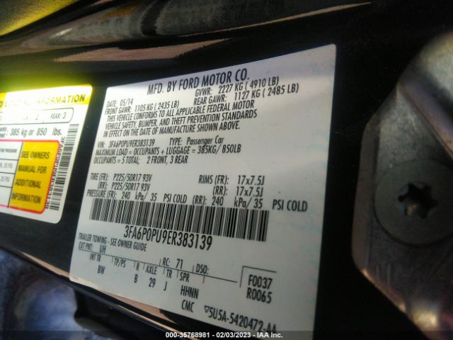 3FA6P0PU9ER383139 Ford Fusion Energi Se Luxury