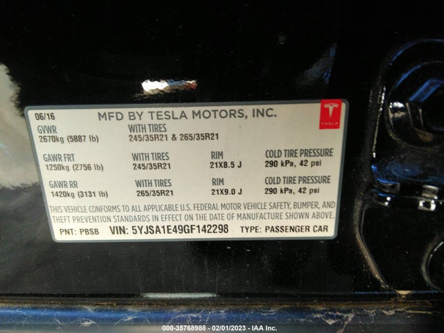 Tesla Model S 90d/p90d/p100d/p85d 2016 5YJSA1E49GF142298 Image 11