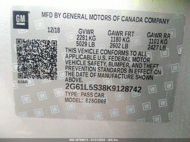 2019 Cadillac XTS, VIN: 2G61L5S38K9128742