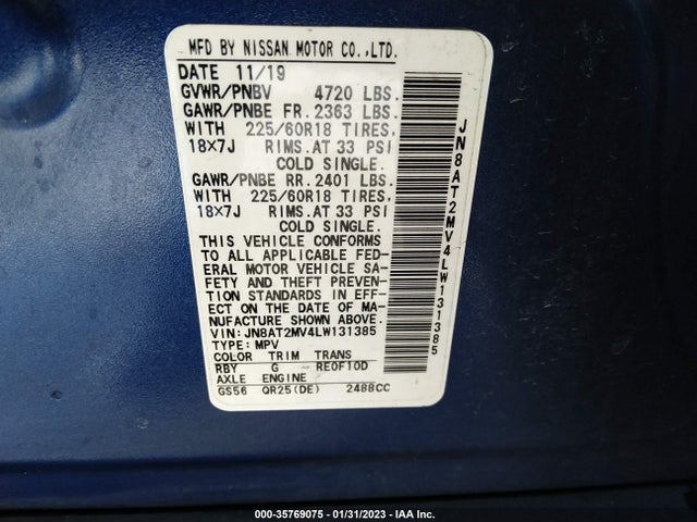 2020 Nissan Rogue, VIN: JN8AT2MV4LW131385