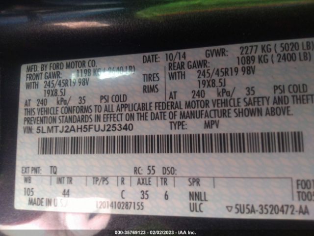 5LMTJ2AH5FUJ25340 Lincoln MKC