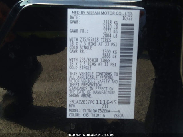 2023 Nissan Murano, VIN: 5N1AZ2BJ7PC111645