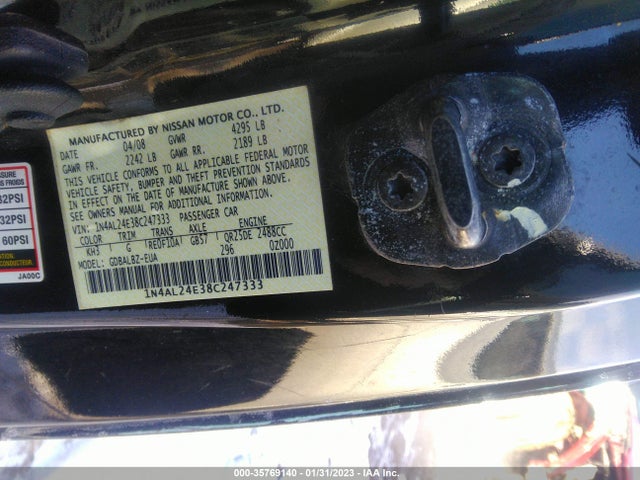 2008 NISSAN ALTIMA COUPE VIN: JN4AL24E38C247333