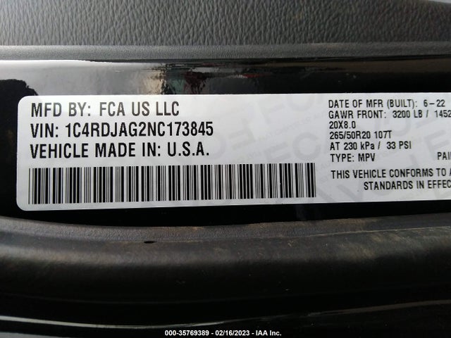 Dodge Durango Sxt 2022 1C4RDJAG2NC173845 Image 11