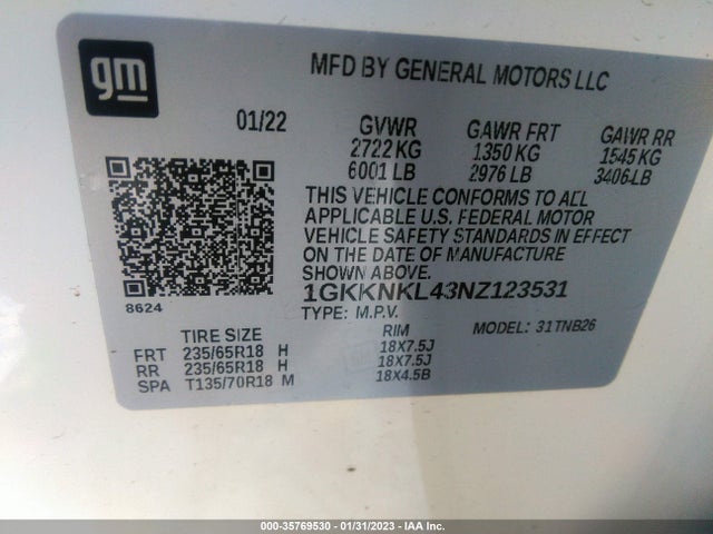 2022 GMC Acadia, VIN: 1GKKNKL43NZ123531