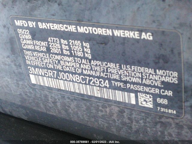 3MW5R7J00N8C72934 BMW 3 Series 330i Xdrive