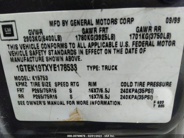 1GTEK19TXYE178533 GMC New Sierra 1500 Sle