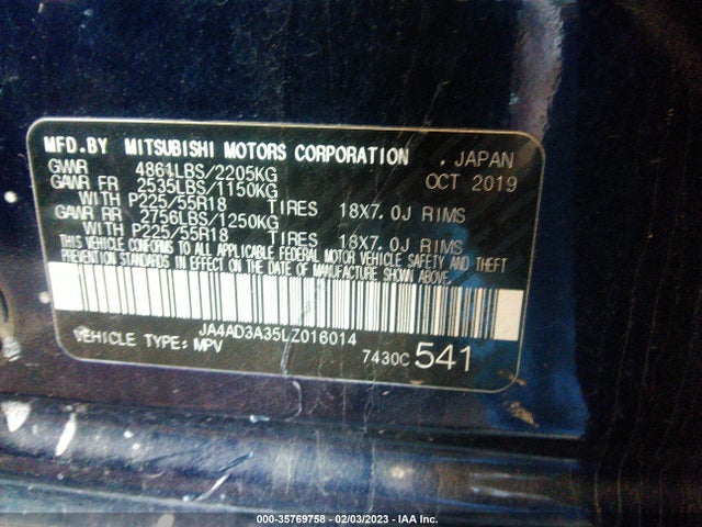 JA4AD3A35LZ016014 Mitsubishi Outlander Se/sel/le/sp