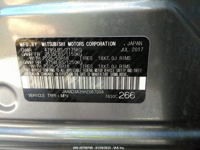 Mitsubishi Outlander 2017 JA4AD3A35HZ067004 Image 10