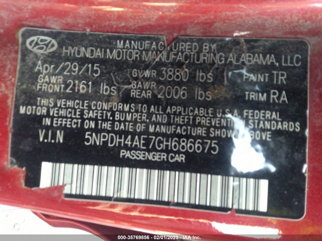 Hyundai ELANTRA SE 2016 5NPDH4AE7GH686675 Image 9